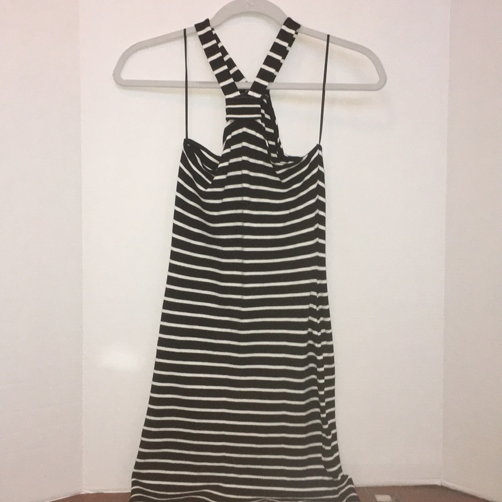 Topshop petite b&w bodycon halter mini dress, US 6